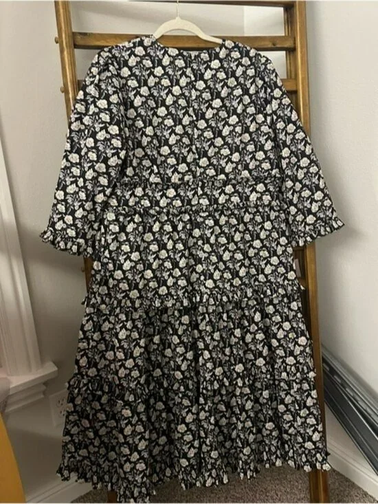 Dainty Jewells Black Maxi Dress with White Rose Print - Picture 2 of 4